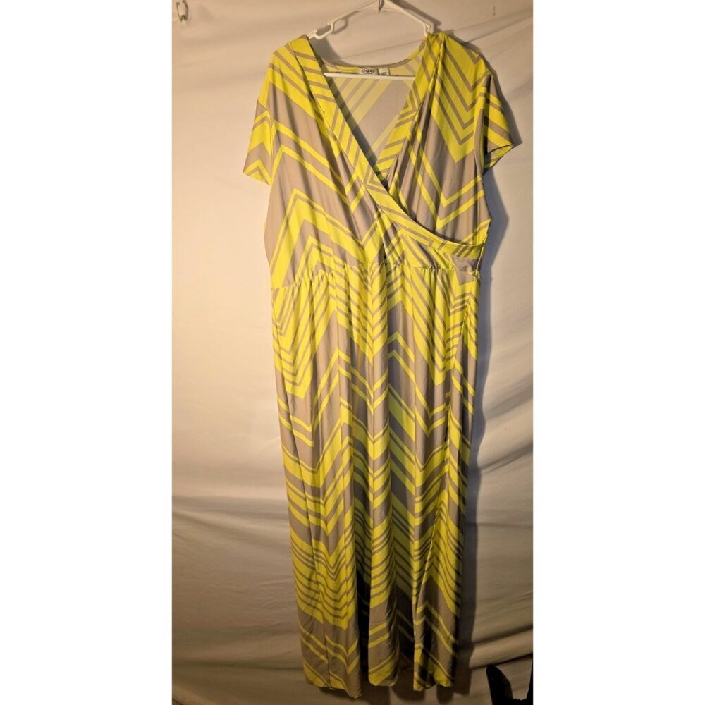 Yellow Chevron Surplice Maxi Dress - Women